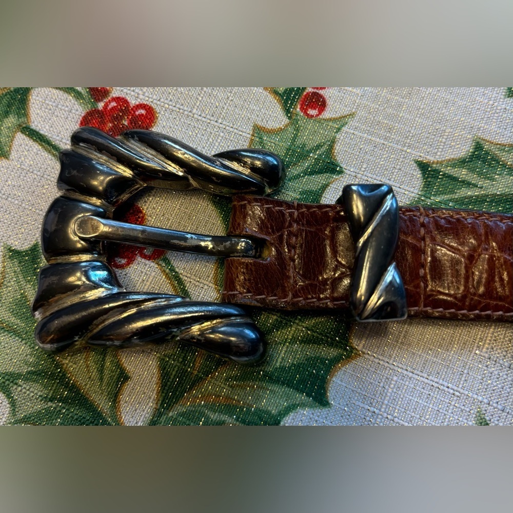 Vintage‎ Linda Allard Ellen Tracy Womens Italian Alligator Calfskin Sz M Belt - Picture 3 of 11
